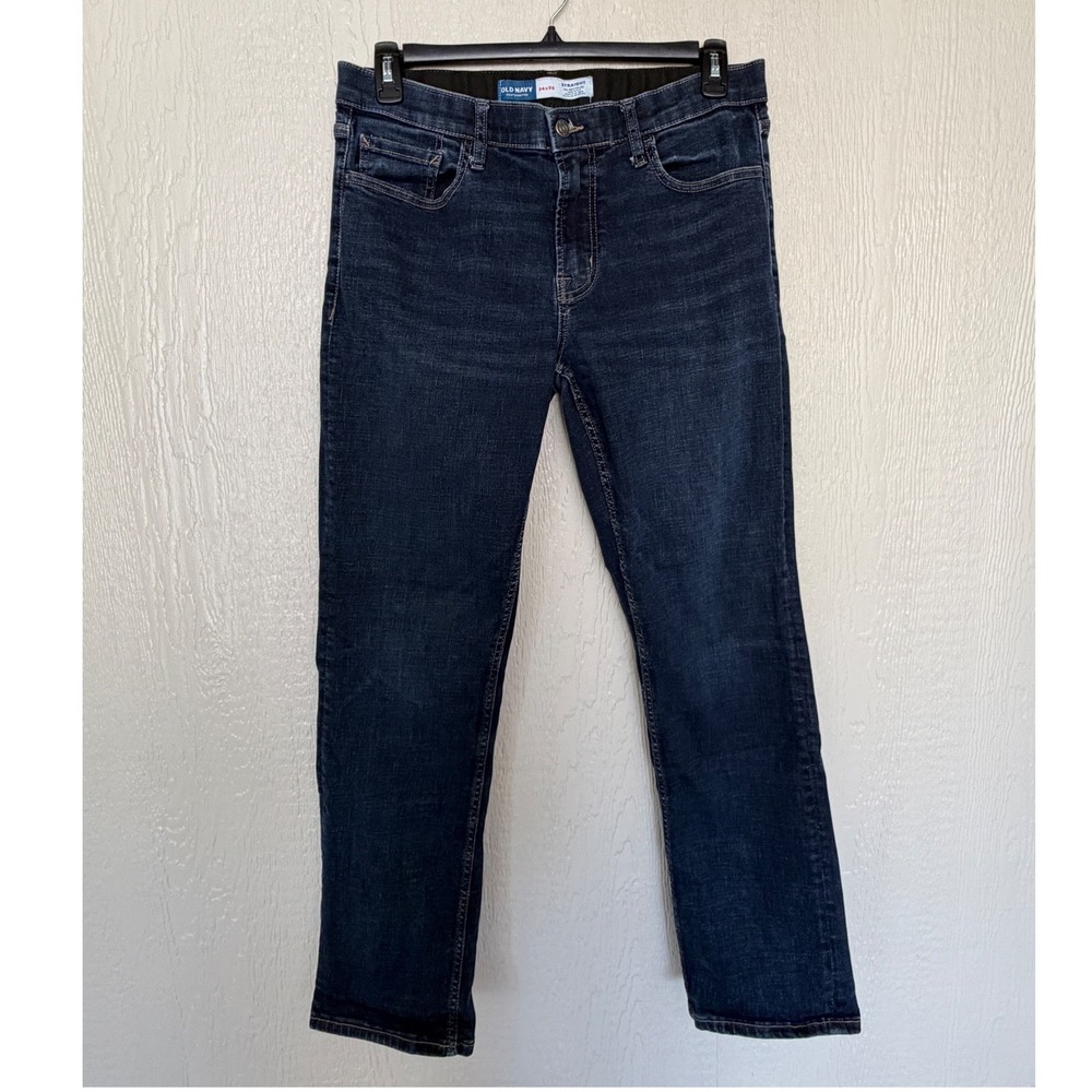 Old Navy 360 Stretch Straight Leg Jeans Mens 34x32 Dark Wash Go-Recycled Blue